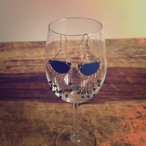 FUN BLUE, GREEN & GOLD EARRINGS